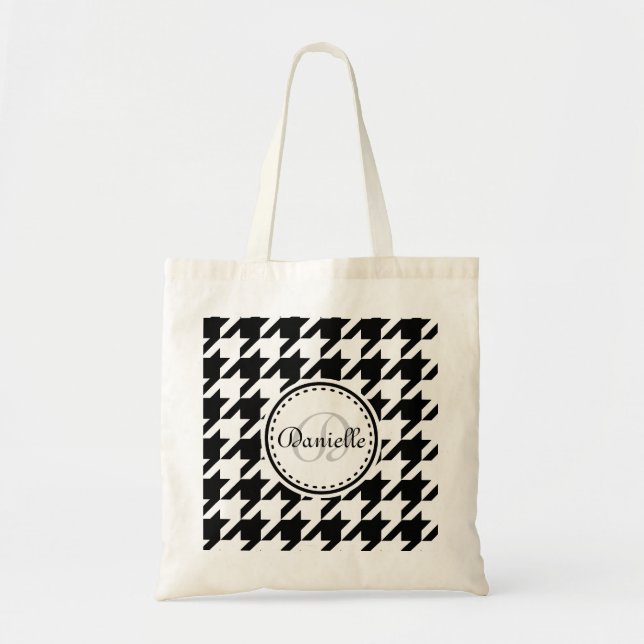 Bolso De Tela Patrón de monograma Gris gris negro (Frente)