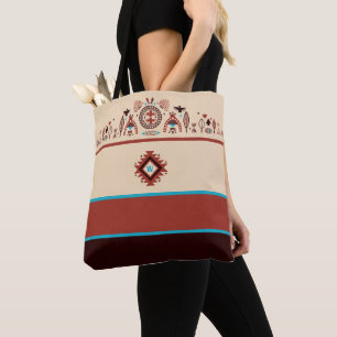 Bolso De Tela Patrón de monograma influenciado por nativos ameri