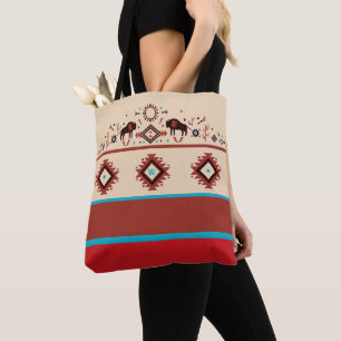 Bolso De Tela Patrón de monograma influenciado por nativos ameri