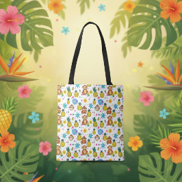 Bolso De Tela Patrón de Monos Traviesos