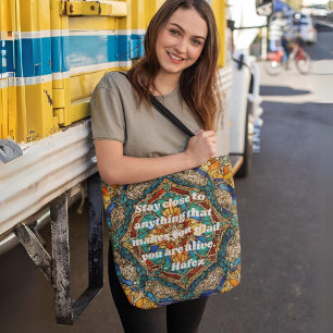 Bolso De Tela Patrón de mosaico de vidrio manchado de personaliz