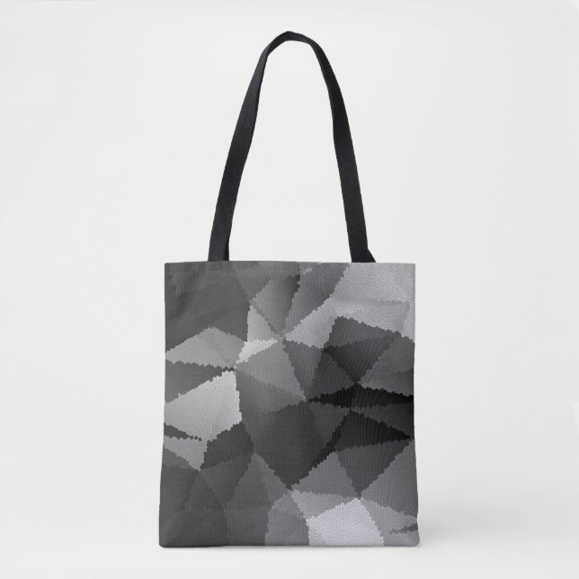Bolso De Tela Patrón de mosaico en blanco y negro (Anverso)