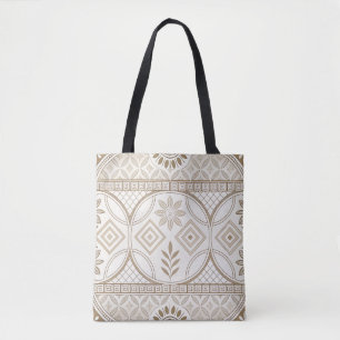 Bolso De Tela Patrón de mosaico floral geométrico ornato