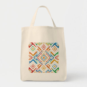 Bolso De Tela Patrón de mosaico geométrico africano vibrante