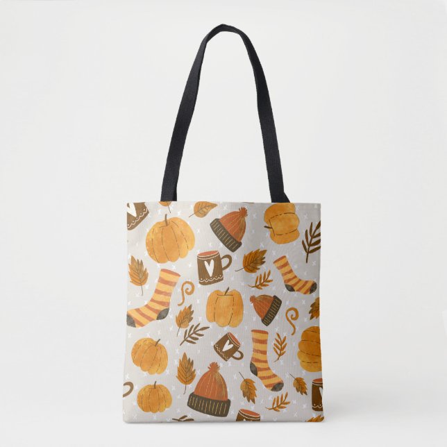 Bolso De Tela Patrón de mosaico sin foco del tema de otoño (Anverso)