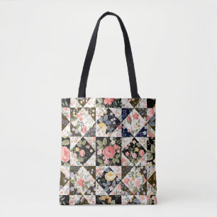 Bolso De Tela patrón de mosaico transparente con flores