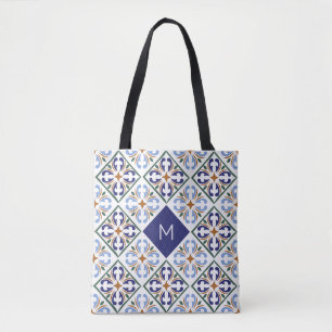 Bolso De Tela Patrón de mosaicos personalizado monograma portugu