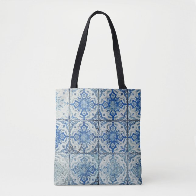 Bolso De Tela Patrón de mosaicos portugueses antiguos - Azulejo (Anverso)