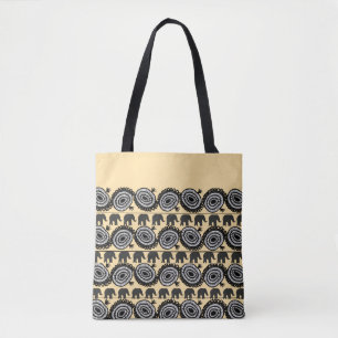 Bolso De Tela Patrón de motivos de elefante y espiral