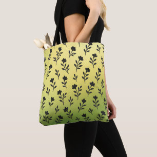 Bolso De Tela Patrón de motivos florales negros impecables