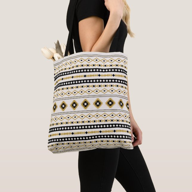 Bolso De Tela Patrón de motivos mixtos Aztec Gold Black Cream (Detalle)