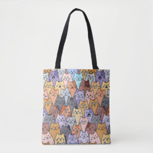 Bolso De Tela Patrón de Multitud de Gatos Lindos y Coloridos Car