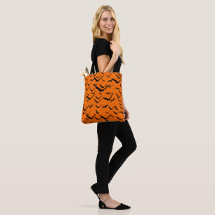 BOLSO DE TELA PATRON DE MURCIÉLAGOS HALLOWEEN SIN COSTURAS