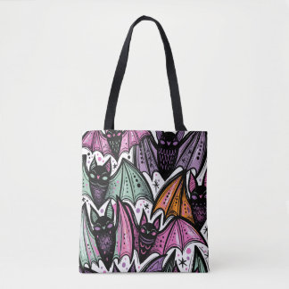 Bolso De Tela Patrón de murciélagos lindos abstractos caprichoso