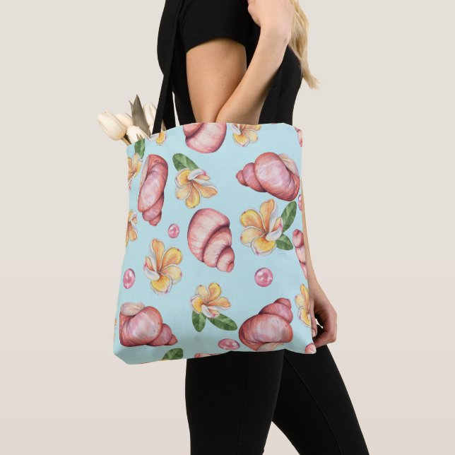 Bolso De Tela Patrón de naturaleza azul cutáneo moderno (Detalle)