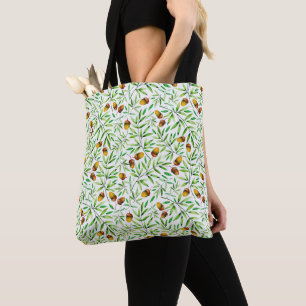 Bolso De Tela Patrón de naturaleza de bellotas y hojas de acuare