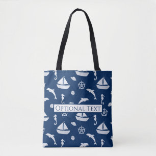 Bolso De Tela Patrón de navegación marítima y vida marina