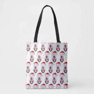 Bolso De Tela Patrón de Navidad de perro Bull Terrier lindo