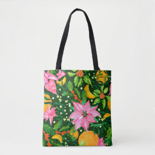 Bolso De Tela Patrón de Navidades de acuarela sin foco con punin