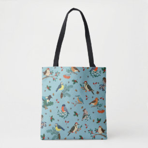 Bolso De Tela Patrón de Navidades de aves de invierno festivas