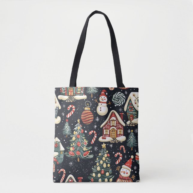 Bolso De Tela Patrón de Navidades de bosques de época (5) (Anverso)
