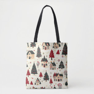 Bolso De Tela Patrón de Navidades de bosques de época (9)