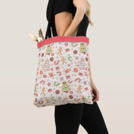 Bolso De Tela Patrón de Navidades de cookie - dulce y festivo
