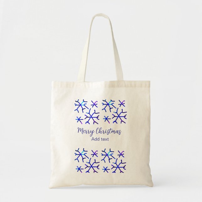 Bolso De Tela Patrón de Navidades de copos de nieve brillantes m (Frente)