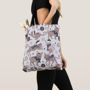 Bolso De Tela Patrón de Navidades de gatos festivos