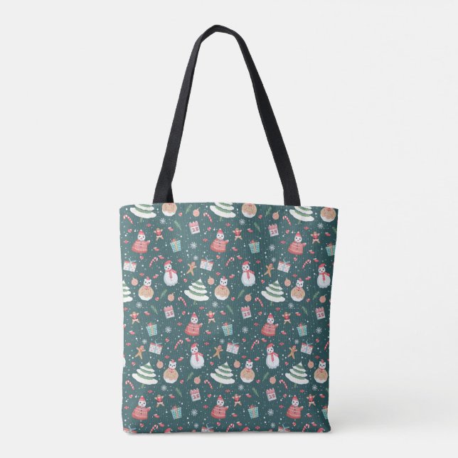 Bolso De Tela Patrón de Navidades de Snowman Adorables (Reverso)