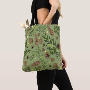 Bolso De Tela Patrón de navidades, Nieve de pino 11