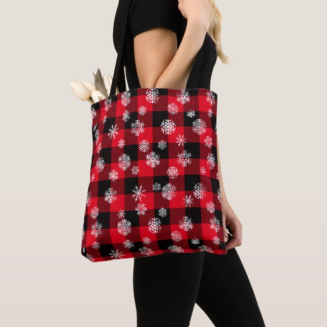 Bolso De Tela Patrón de Navidades Red Buffalo Plaid l (Detalle)