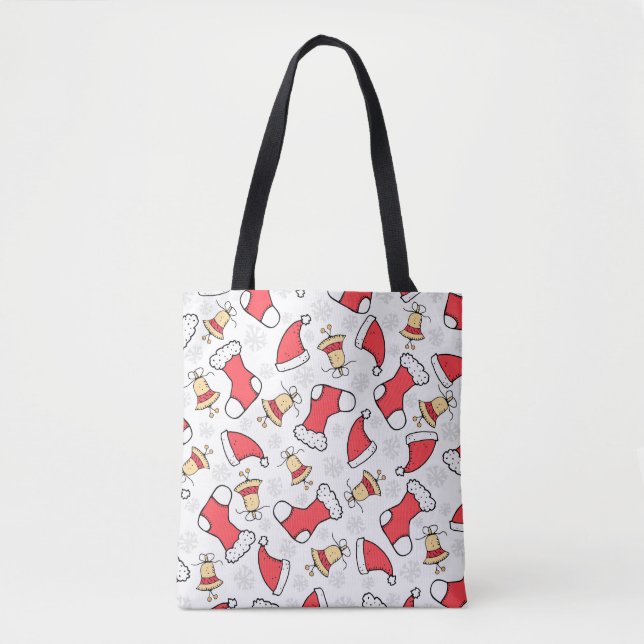 Bolso De Tela Patrón de Navidades sin inconvenientes, diseño fes (Anverso)
