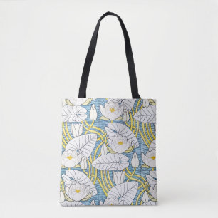 Bolso De Tela Patrón de Nenúfar Art Nouveau Verde Salvia