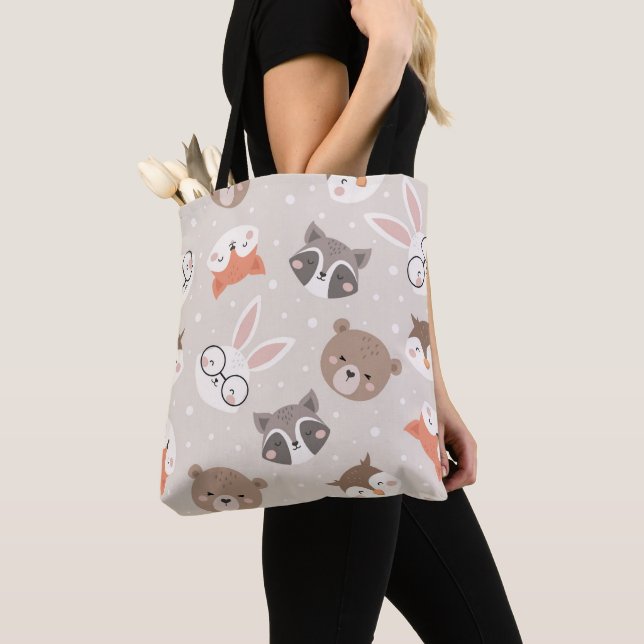 Bolso De Tela Patrón de niños animales de bosque (Detalle)