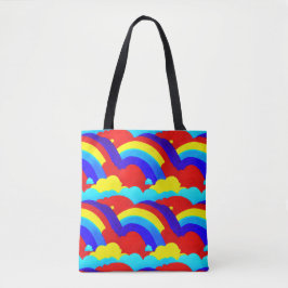 Bolso De Tela Patrón de niños de nubes de arcoiris coloridas
