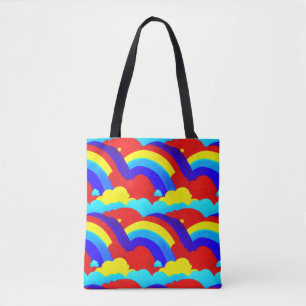 Bolso De Tela Patrón de niños de nubes de arcoiris coloridas