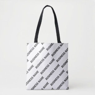 Bolso De Tela Patrón de nombre de negocio Blanco y negro