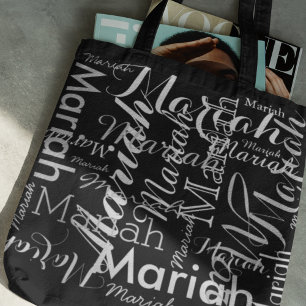 Bolso De Tela Patrón de nombres negro elegante