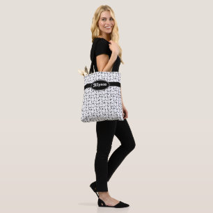 Bolso De Tela Patrón de notas de música inversibles en blanco