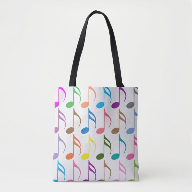 Bolso De Tela Patrón de notas musicales coloridas (Anverso)