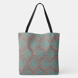 Bolso De Tela Patrón de ogeo étnico de moda en marrón, Verde azu