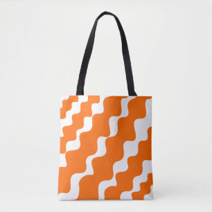 Bolso De Tela Patrón de olas de inclinación naranja y blanca