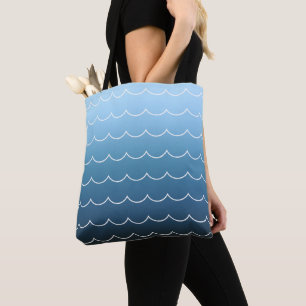 Bolso De Tela Patrón de onda de verano azul claro a gradiente na