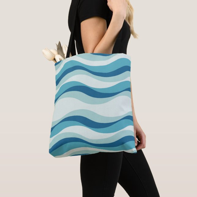 Bolso De Tela Patrón de ondas de tonos azules (Detalle)