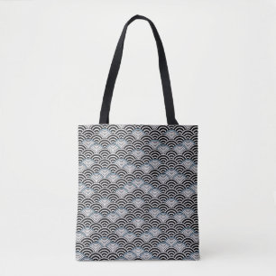 Bolso De Tela Patrón de ondas japonesas Seigaiha Gold