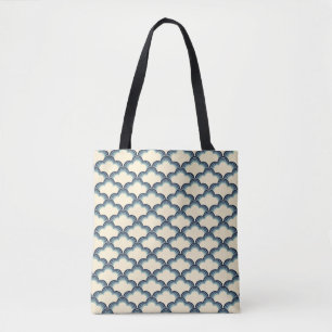Bolso De Tela Patrón de ondas retro azul