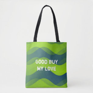 Bolso De Tela Patrón de ondas suaves - azul verde + tus ideas