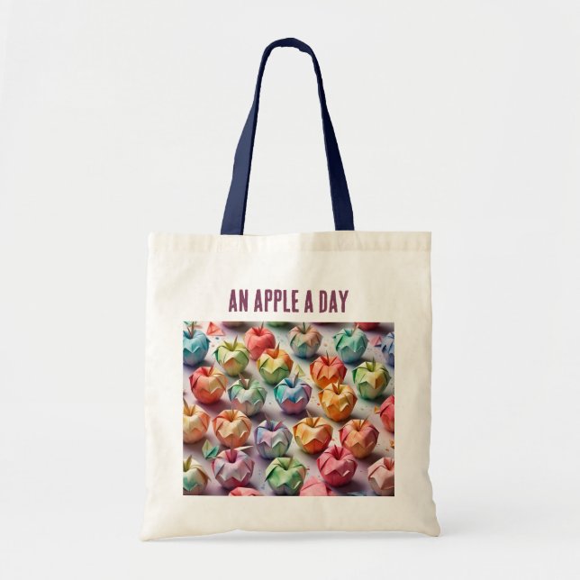 Bolso De Tela Patrón de origami - Una Apple al día (Frente)