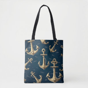 Bolso De Tela Patrón de oro azul oscuro moderno